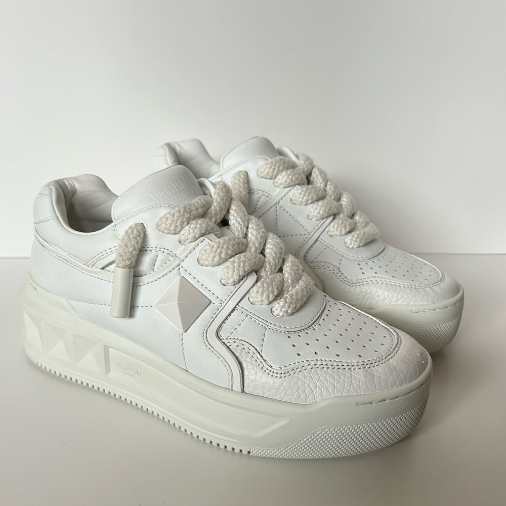 Valentino Garavani Studded Platform White Sneakers